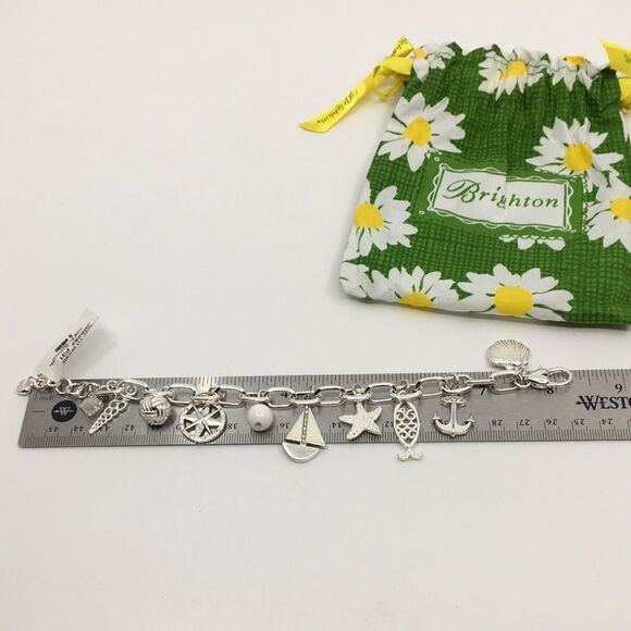 NWT Brighton SHIP TO SHORE Silver Tone Charm Bracelet with dust bag - Picture 10 of 13